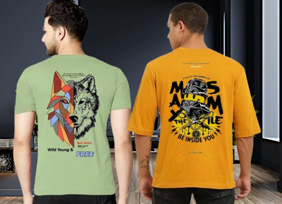 Parona Printed Men Round Neck Green, Yellow T-Shirt