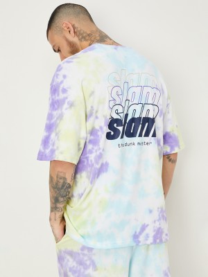 MAX Printed, Tie & Dye, Typography Men Round Neck Purple T-Shirt