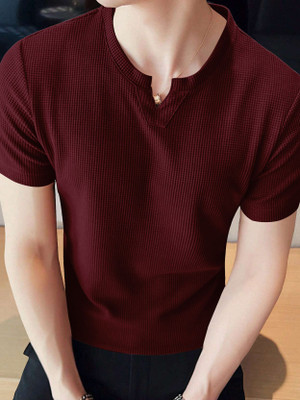 EyeBogler Solid Men Polo Neck Red T-Shirt