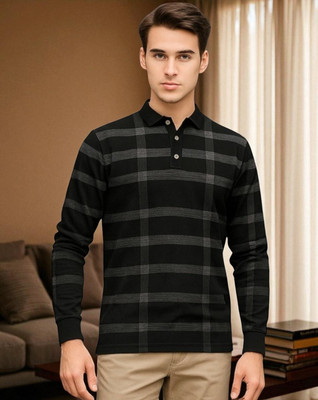 Autna Printed Men Polo Neck Black T-Shirt