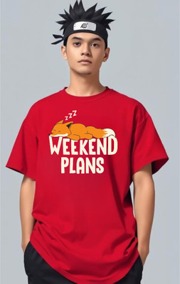 goodsign Graphic Print Men Round Neck Red T-Shirt