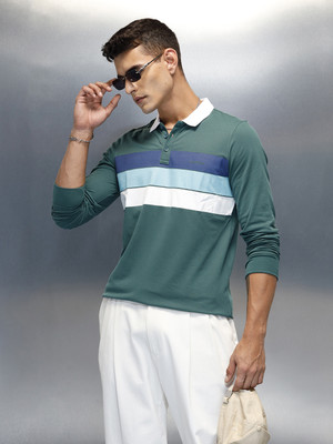 WROGN Printed Men Polo Neck Green T-Shirt