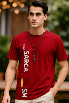 Autna Typography Men Round Neck Red T-Shirt