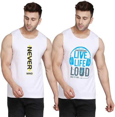 SLOWLORIS Printed, Colorblock Men Round Neck White T-Shirt