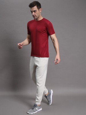 InkTees Solid Men Round Neck Maroon T-Shirt