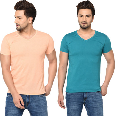 Tresna Fab Solid Men V Neck Multicolor T-Shirt