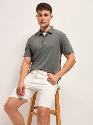 THE BEAR HOUSE Solid Men Polo Neck Grey T-Shirt