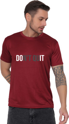 AZAADGARMENT Printed Men Round Neck Maroon T-Shirt