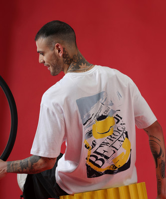 WROGN Printed, Typography Men Crew Neck White T-Shirt