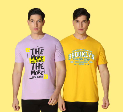 WOOSTRO Typography, Printed Men Round Neck Multicolor T-Shirt