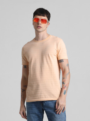 JACK & JONES Solid Men Round Neck Orange T-Shirt