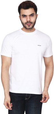 Excello Solid Men Round Neck White T-Shirt