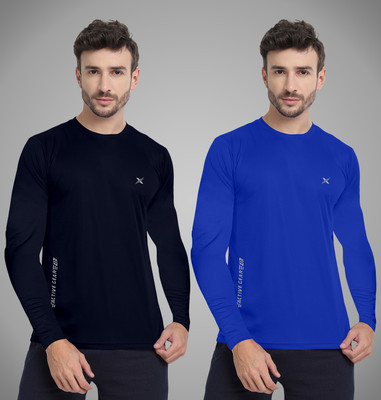 FTX Solid Men Round Neck Multicolor T-Shirt