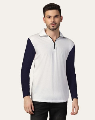 Girdhar Solid Men Polo Neck Black, White T-Shirt