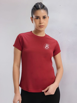SZN Graphic Print Women Round Neck Maroon T-Shirt