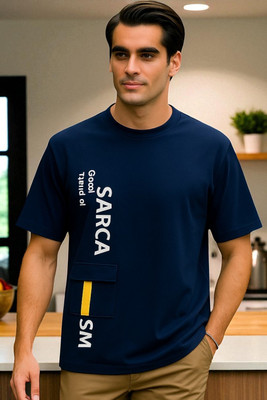 Autna Printed Men Round Neck Blue T-Shirt