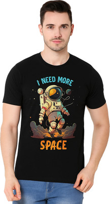printail Typography Men Round Neck Black T-Shirt