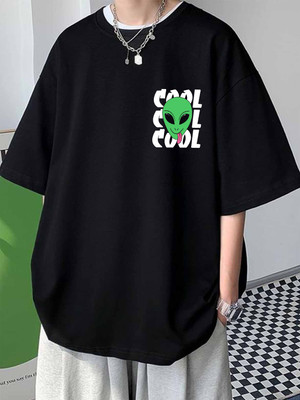 Cool Plus Printed Women Round Neck Black T-Shirt