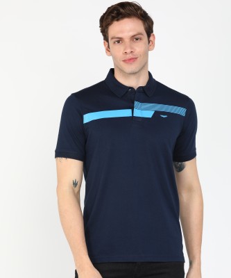 PARX Solid Men Polo Neck Dark Blue T-Shirt