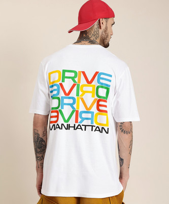 HERE&NOW Printed Men Round Neck White T-Shirt