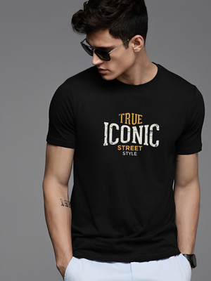 Reya Printed Men Round Neck Black T-Shirt