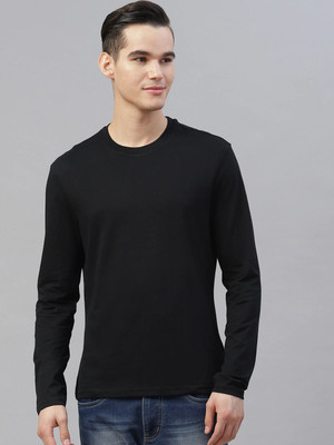 OrrganicChics Solid Men Round Neck Black T-Shirt