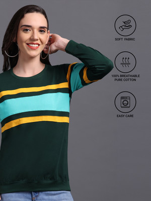 METRONAUT Striped Women Round Neck Multicolor T-Shirt