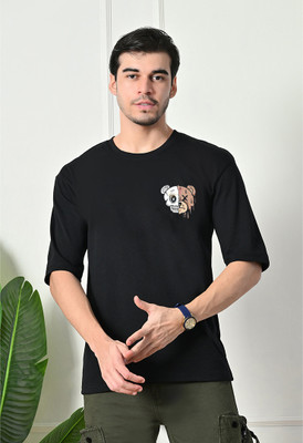 METRONAUT Printed Men Round Neck Black T-Shirt