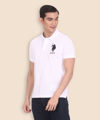 U.S. POLO ASSN. Solid Men Polo Neck White T-Shirt