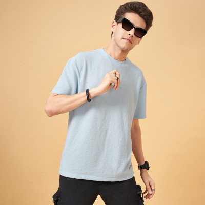 Street 808 by Pantaloons Solid Men Round Neck Blue T-Shirt