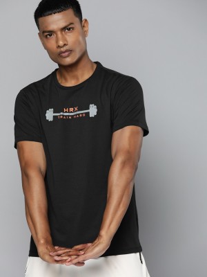 HRX by Hrithik Roshan Printed, Typography Men Round Neck Black T-Shirt