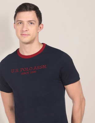 U.S. POLO ASSN. Typography Men Round Neck Blue T-Shirt