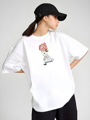 Dressberry Graphic Print Women Round Neck White T-Shirt