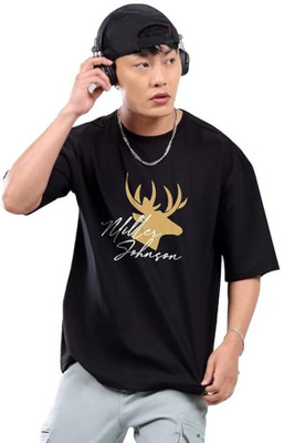 miller johnson Graphic Print Men Round Neck Black T-Shirt