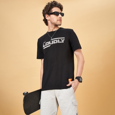 Street 808 by Pantaloons Printed Men Polo Neck Black T-Shirt