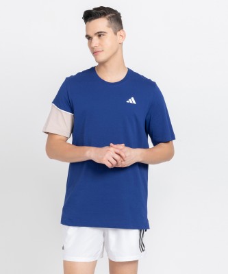 ADIDAS Printed Men Round Neck Blue T-Shirt