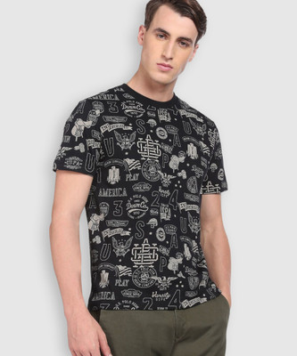 U.S. POLO ASSN. Printed Men Round Neck Black T-Shirt