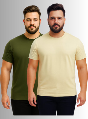 KART BLACK Solid Men Round Neck Red T-Shirt
