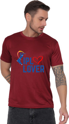 AZAADGARMENT Printed Men Round Neck Maroon T-Shirt