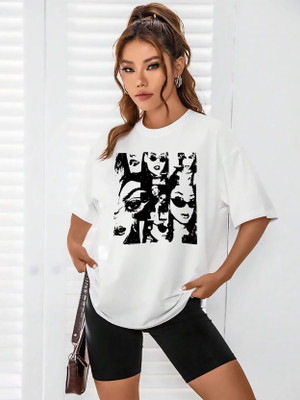 TQH Cartoon Women Round Neck White T-Shirt
