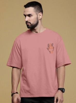 YUVAA TRENDZ Printed Men Round Neck Pink T-Shirt