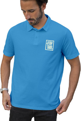 Fighterhero Printed Men Polo Neck Blue T-Shirt
