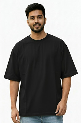 Estixx Solid Men Round Neck Black T-Shirt
