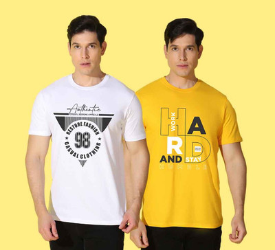 WOOSTRO Typography Men Round Neck Multicolor T-Shirt