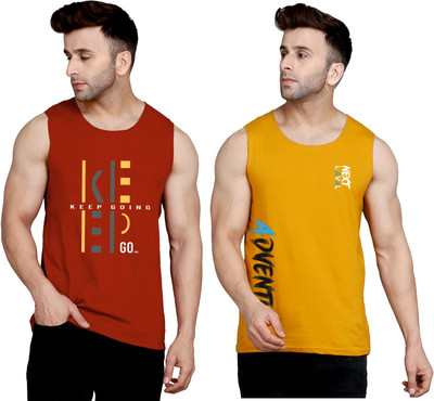SLOWLORIS Printed Men Round Neck Maroon, Brown T-Shirt