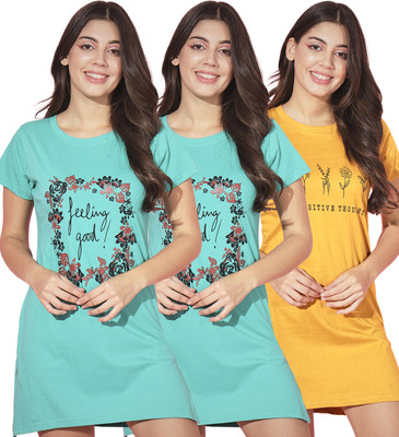 Trendy World Printed, Typography Women Round Neck Multicolor T-Shirt