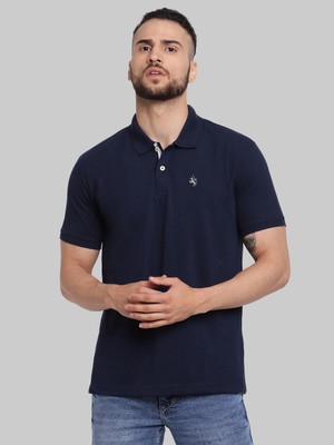 CANTABIL Solid Men Polo Neck Dark Blue T-Shirt