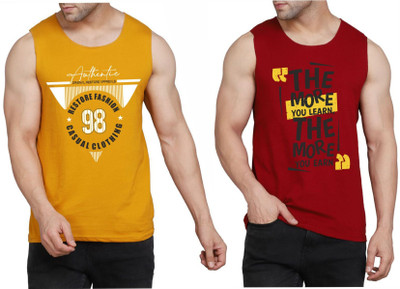 WOOSTRO Printed Men Scoop Neck Brown, Maroon T-Shirt