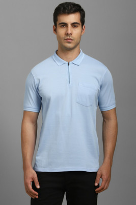 LOUIS PHILIPPE Self Design Men Polo Neck Light Blue T-Shirt