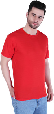 PICKURTEE Solid Men Round Neck Red T-Shirt